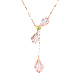 NATURALLY JOJO S925纯银浪漫樱花三花系列粉水晶项链